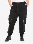 Black Utility Strap Jogger Pants Plus Size, BLACK, hi-res