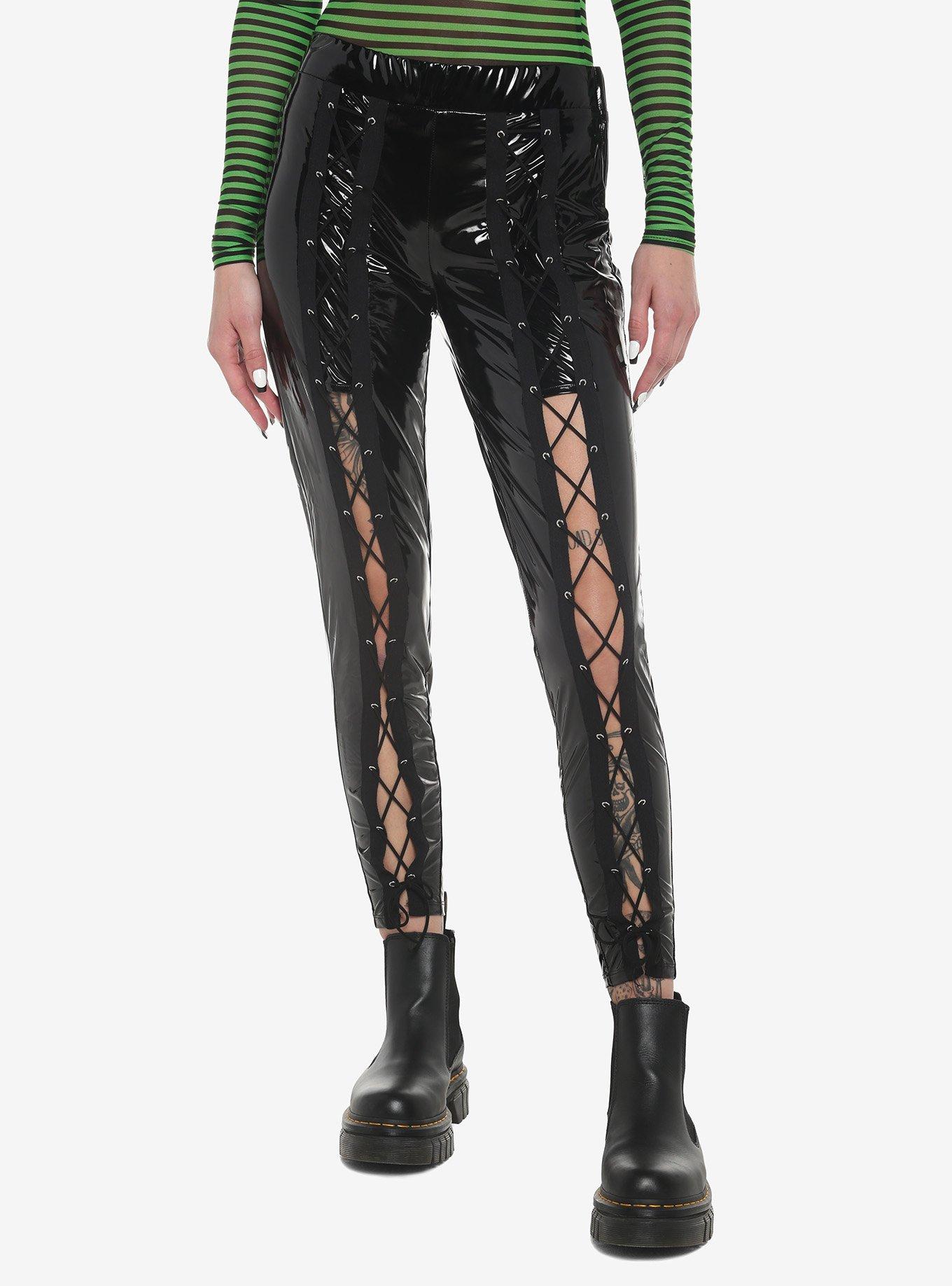 Leather lace hotsell up leggings