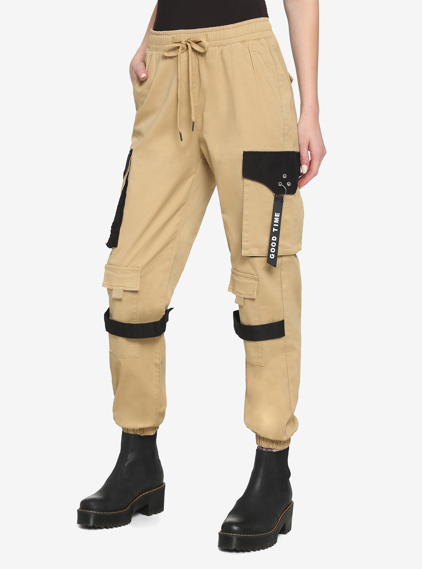 Tan Cargo Jogger Pants, BROWN, hi-res
