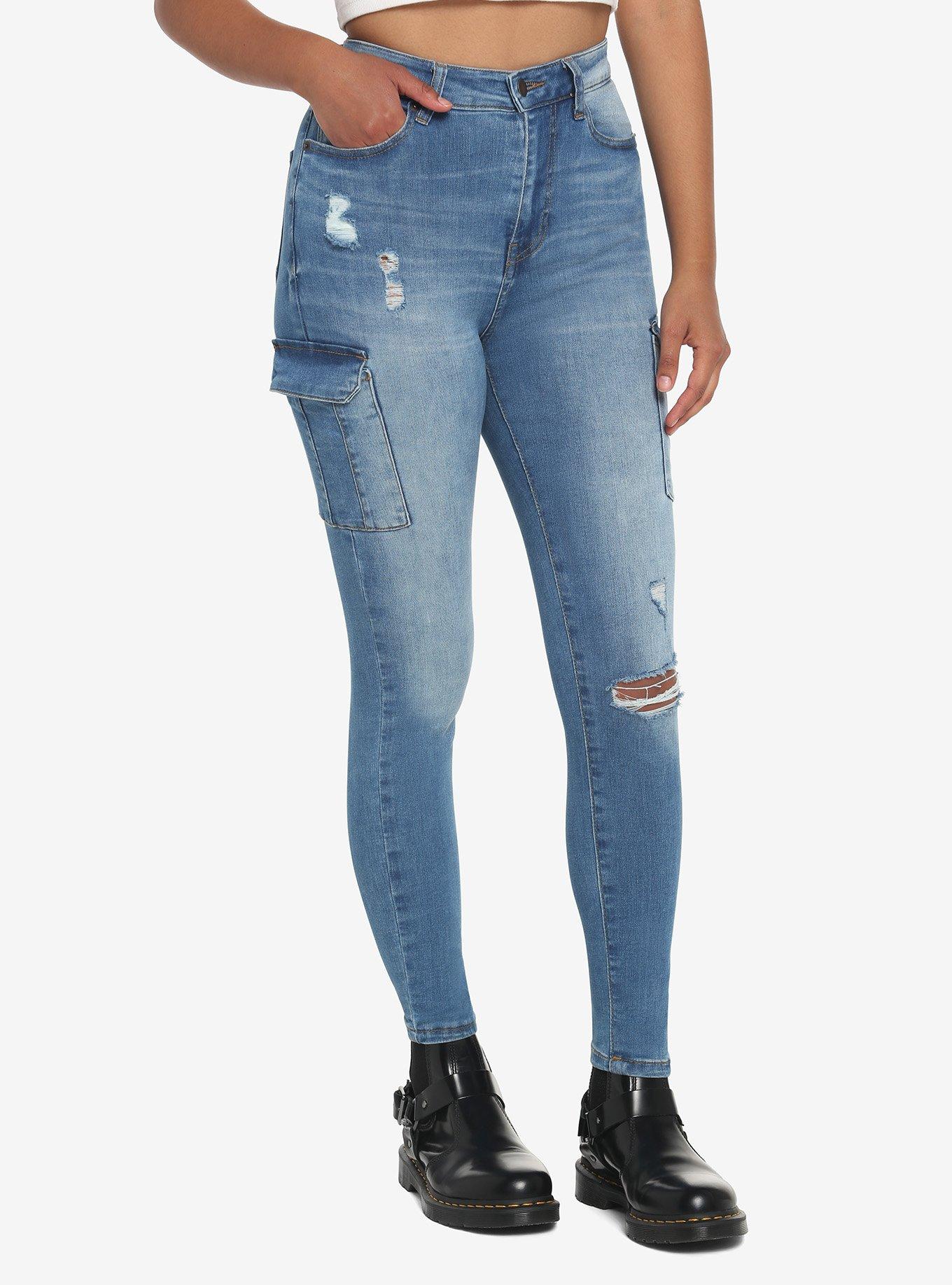 Indigo Cargo Skinny Jeans, INDIGO, hi-res
