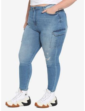 Indigo Cargo Pocket Girls Skinny Jeans Plus Size, , hi-res