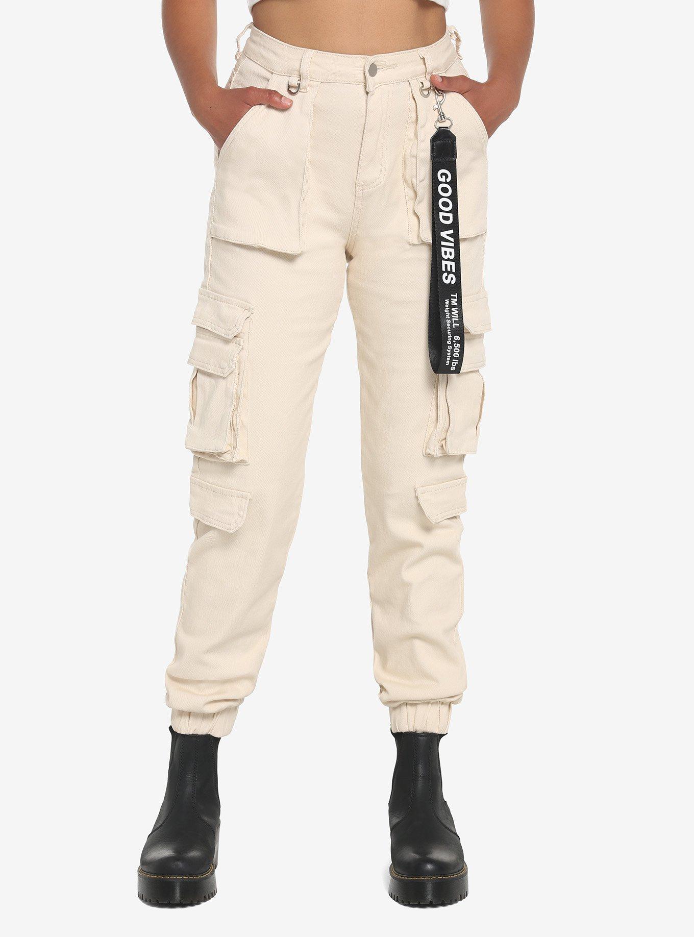 Ivory Cargo Jogger Pants, BLACK, hi-res