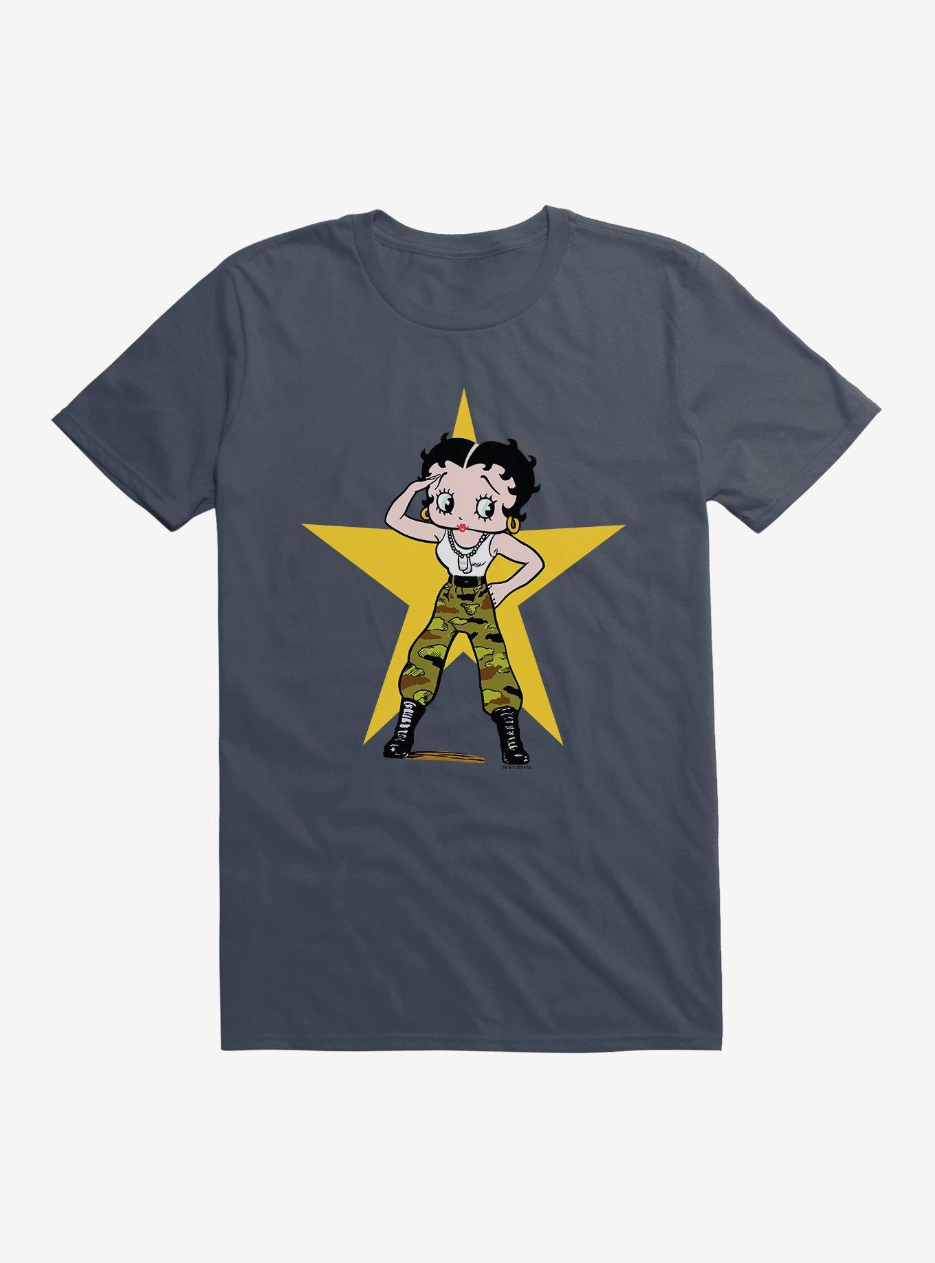 Betty Boop Army Camo and Stars T-Shirt, , hi-res