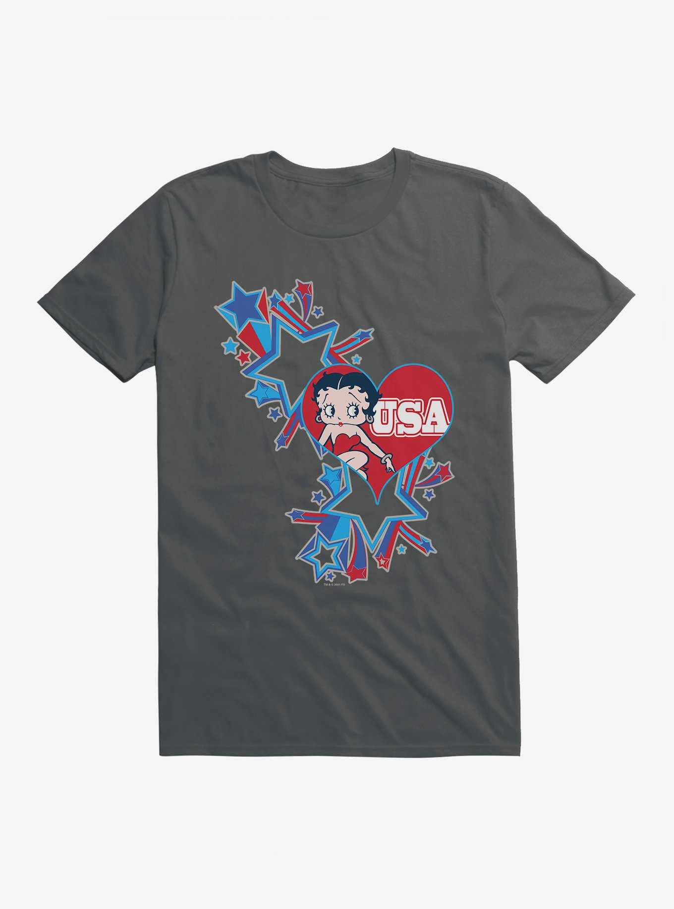 Betty Boop USA Blue Heart and Stars T-Shirt, , hi-res