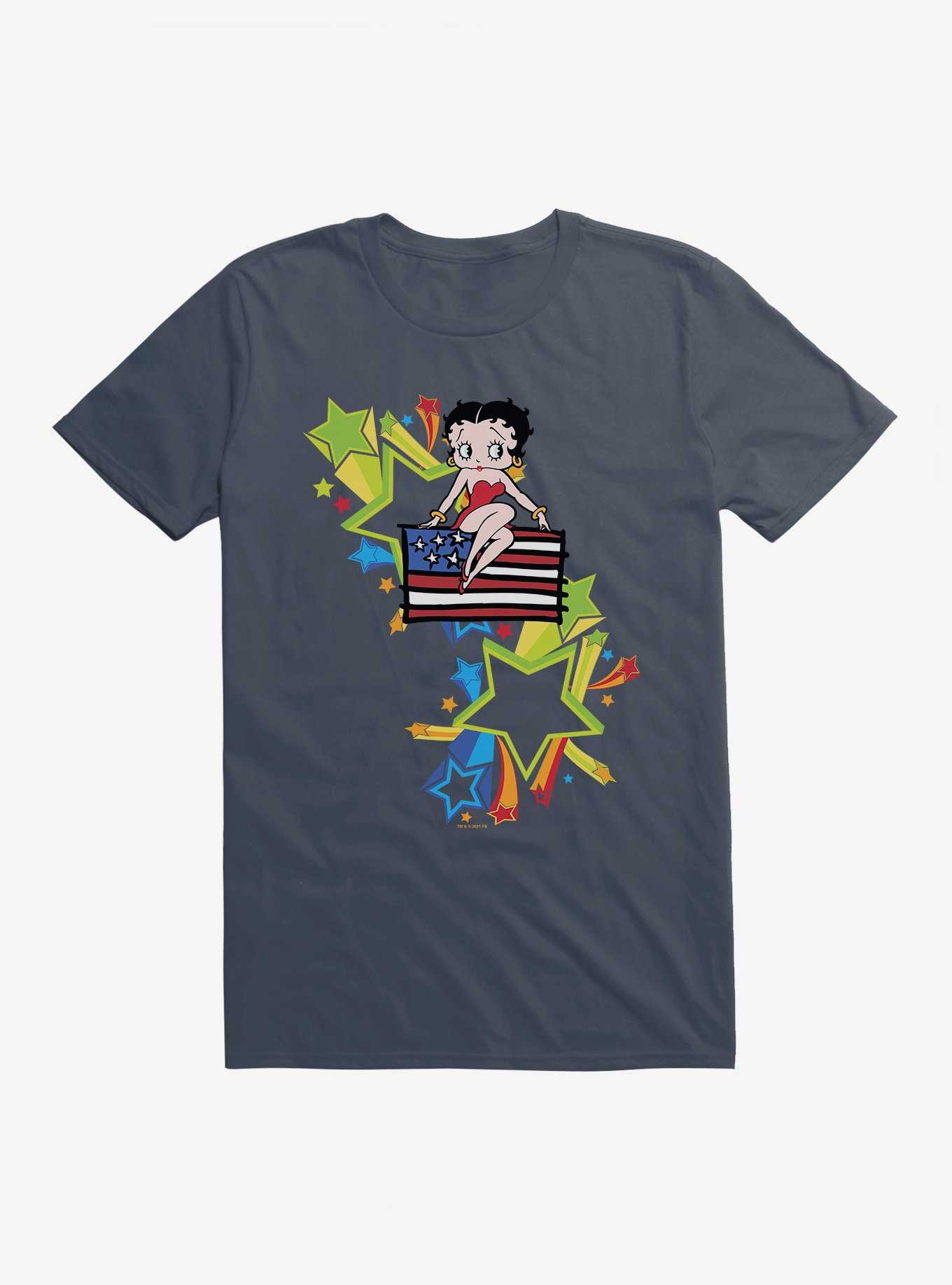 Betty Boop USA Rainbow Heart and Stars T-Shirt, , hi-res