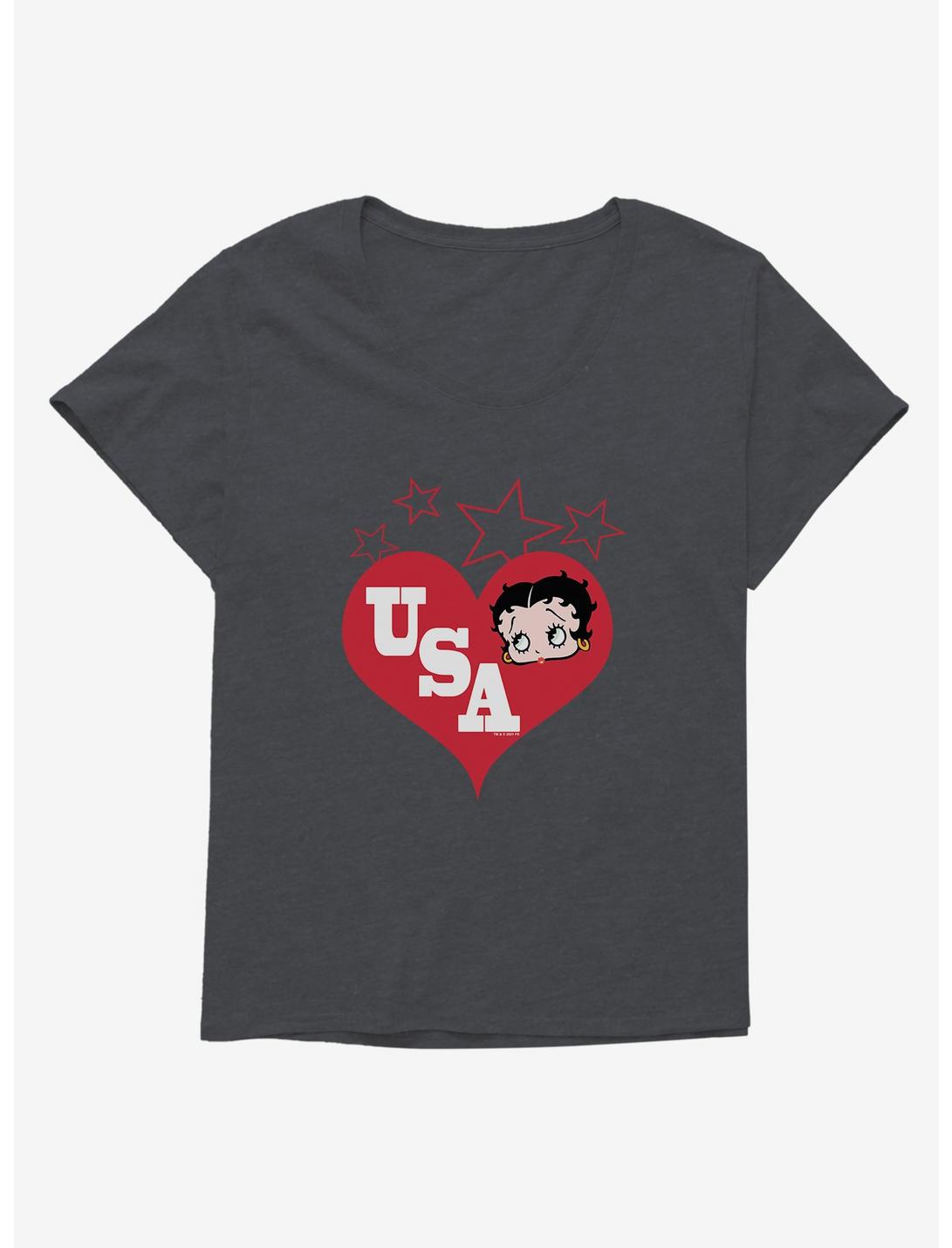 Betty Boop Betty Hearts USA Girls T-Shirt Plus Size, , hi-res