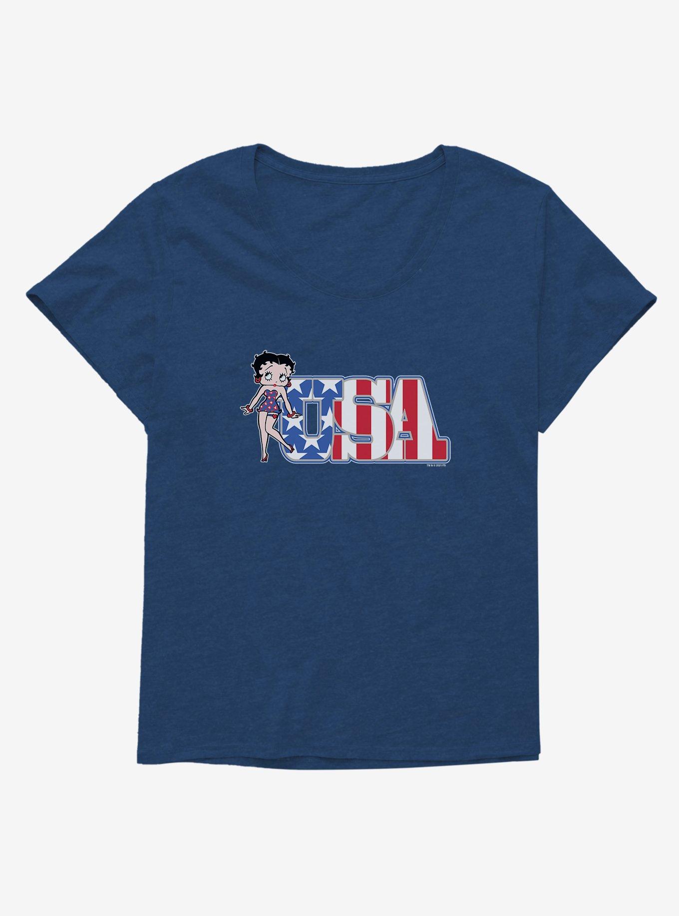 Betty Boop Stars and Stripes USA Girls T-Shirt Plus