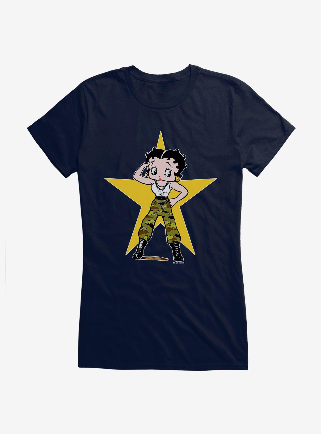 Betty Boop Army Camo and Stars Girls T-Shirt, , hi-res