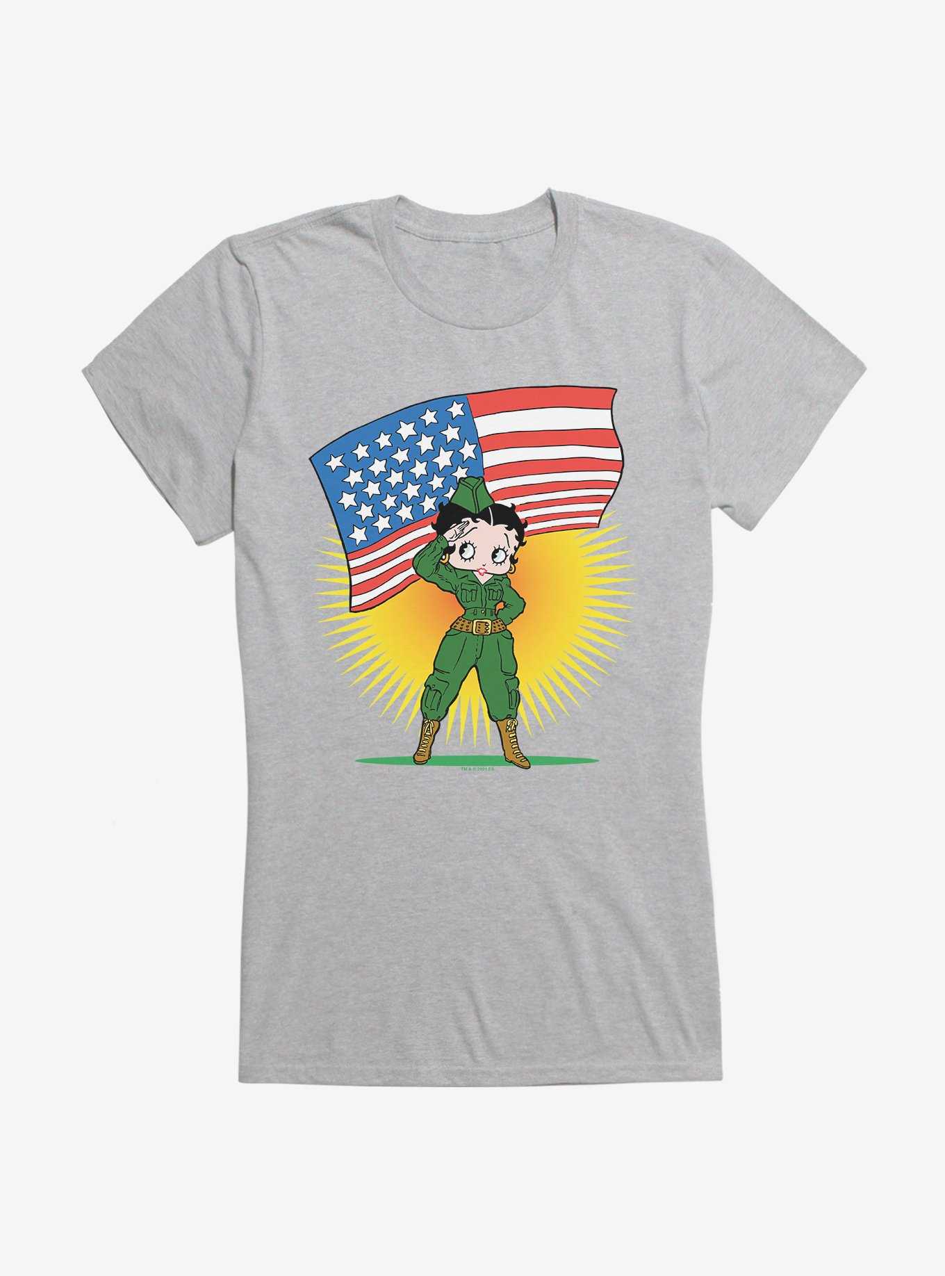 Betty Boop Army Soldier Salute Girls T-Shirt, , hi-res