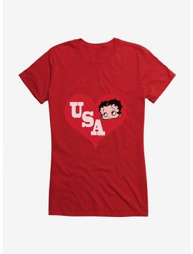 Betty Boop Betty Hearts USA Girls T-Shirt, , hi-res