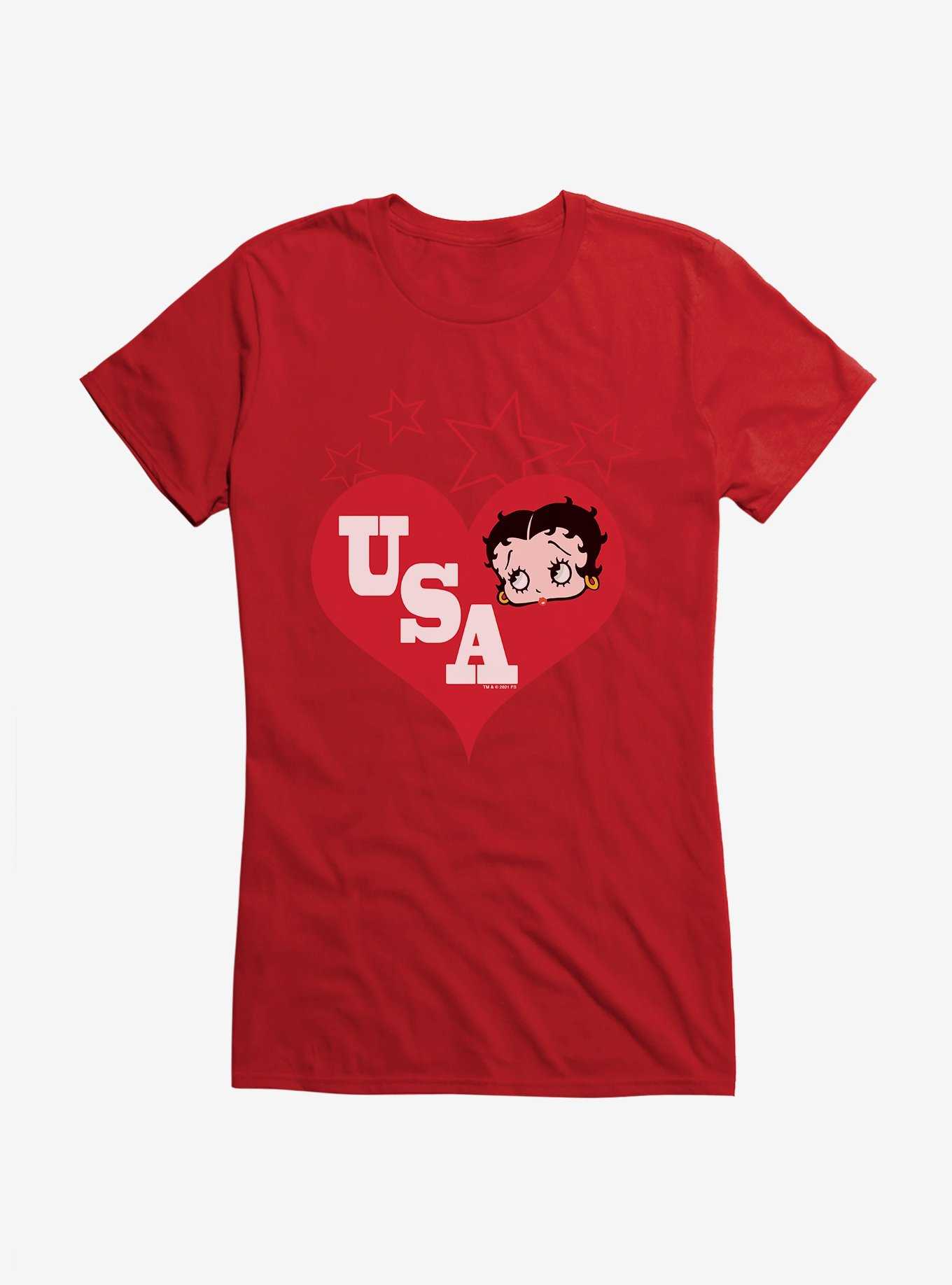 Betty Boop Betty Hearts USA Girls T-Shirt, , hi-res