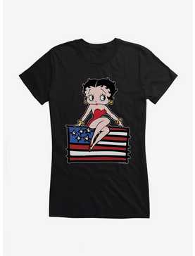 Betty Boop Sitting on Flag Girls T-Shirt, , hi-res