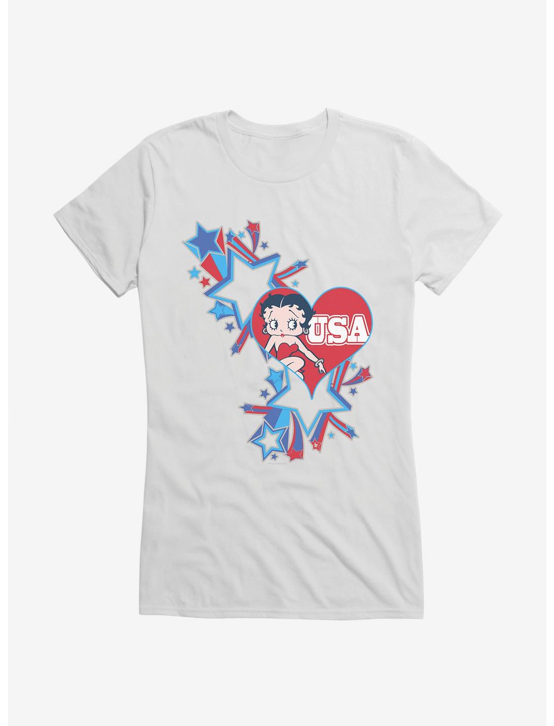 Betty Boop USA Blue Heart and Stars Girls T-Shirt, , hi-res