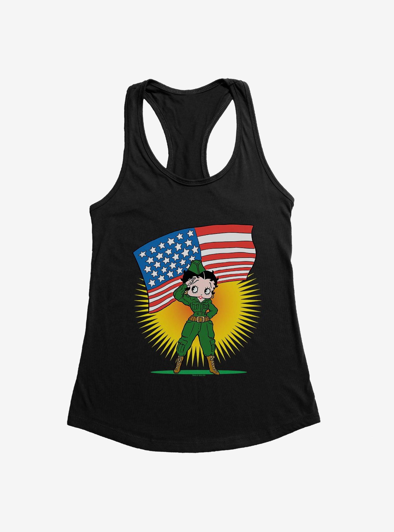 Betty Boop Army Soldier Salute Girls Tank, BLACK, hi-res