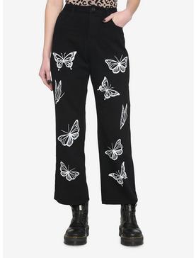 Black Butterfly Straight Leg Denim Pants, , hi-res