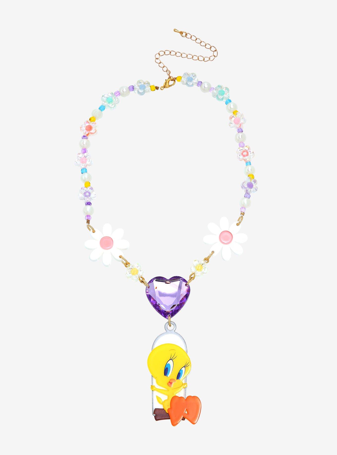 Irregular Choice Looney Tunes Tweety Bird Floral Necklace, , hi-res