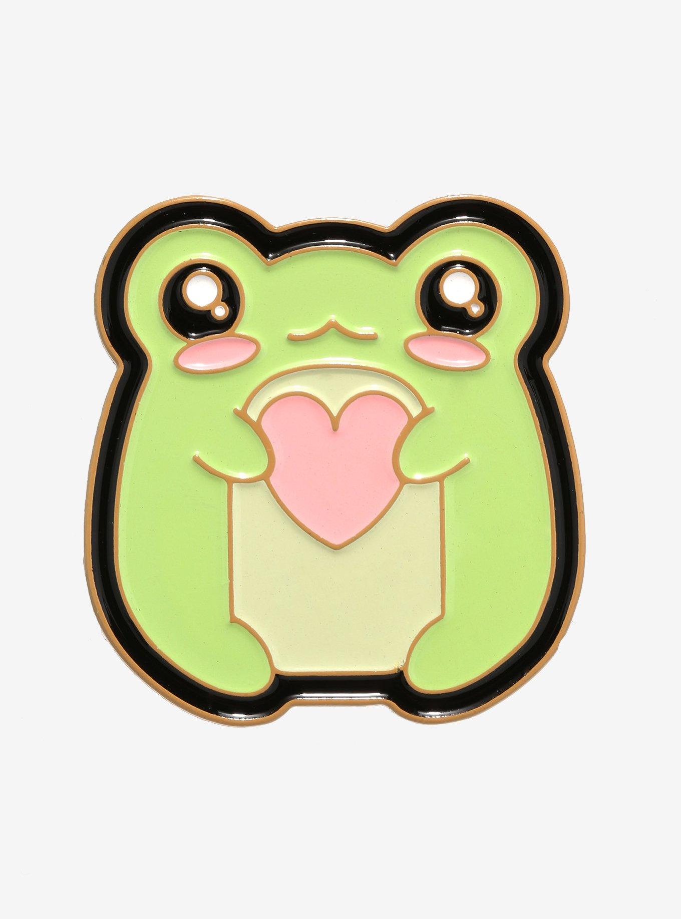 Chibi Frog Heart Enamel Pin, , hi-res
