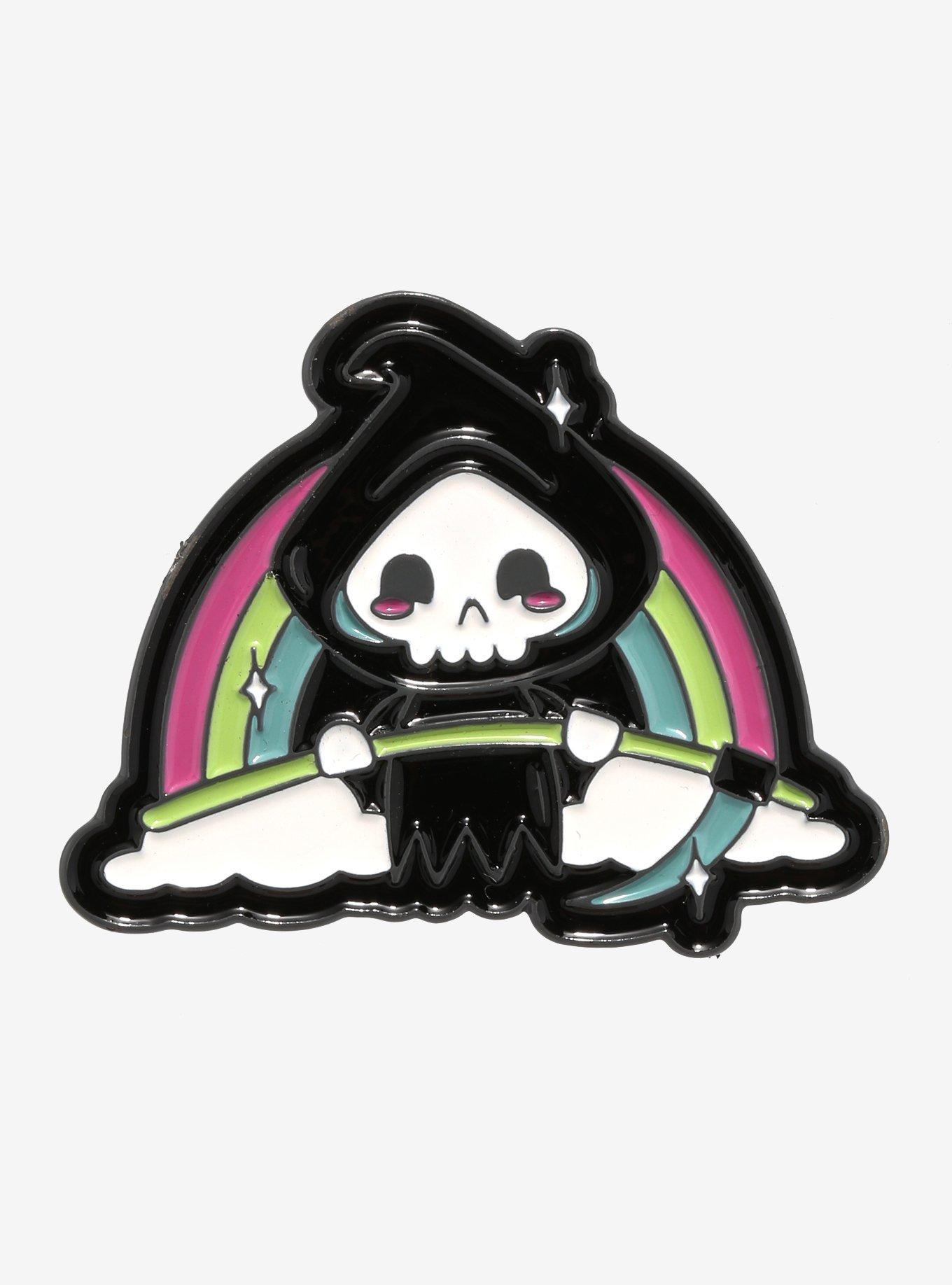 Chibi Grim Reaper Rainbow Enamel Pin, , hi-res
