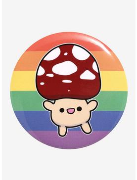 Mushroom Rainbow Pride 3 Inch Button, , hi-res