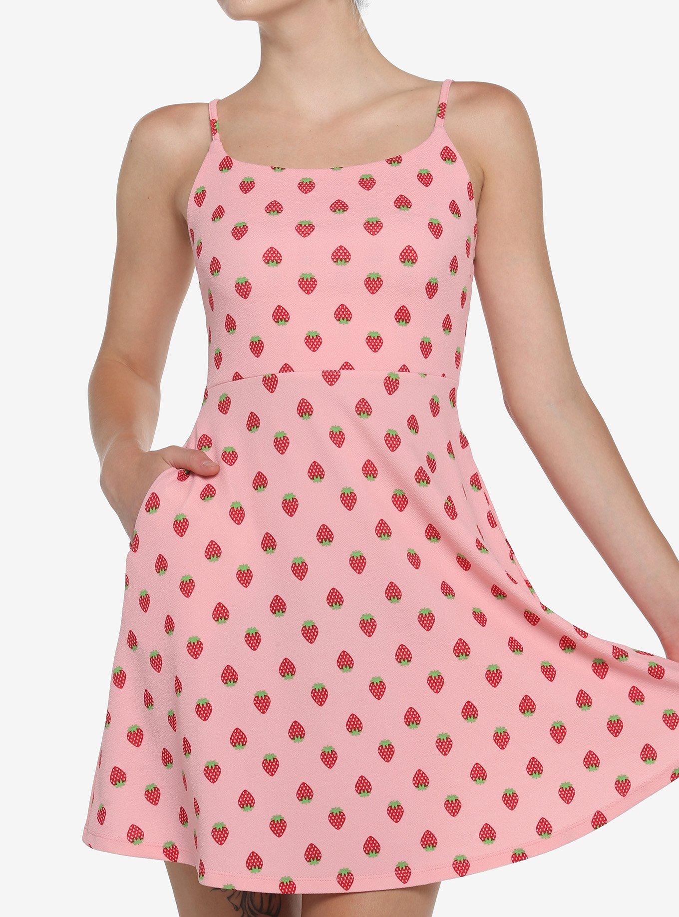 Pink Strawberry Dress, PINK, hi-res