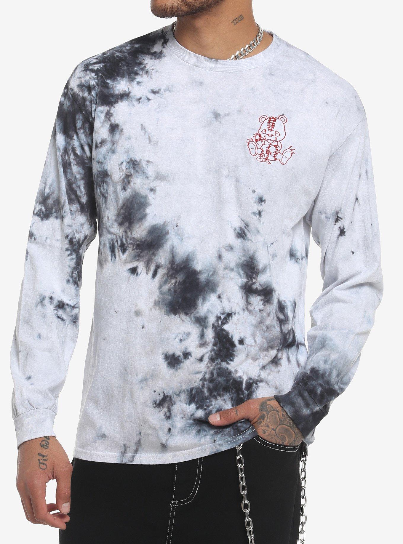 Evil Teddy Bear Tie-Dye Long-Sleeve T-Shirt, BLACK  WHITE, hi-res