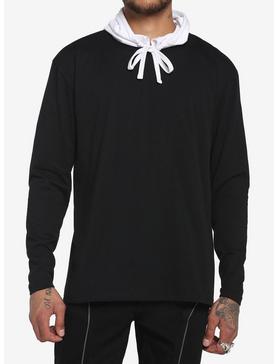 Black & White Long-Sleeve T-Shirt With Hood, , hi-res