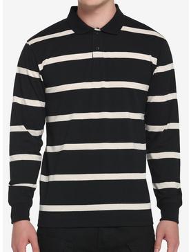 Black & Tan Stripe Long-Sleeve Polo Shirt, , hi-res
