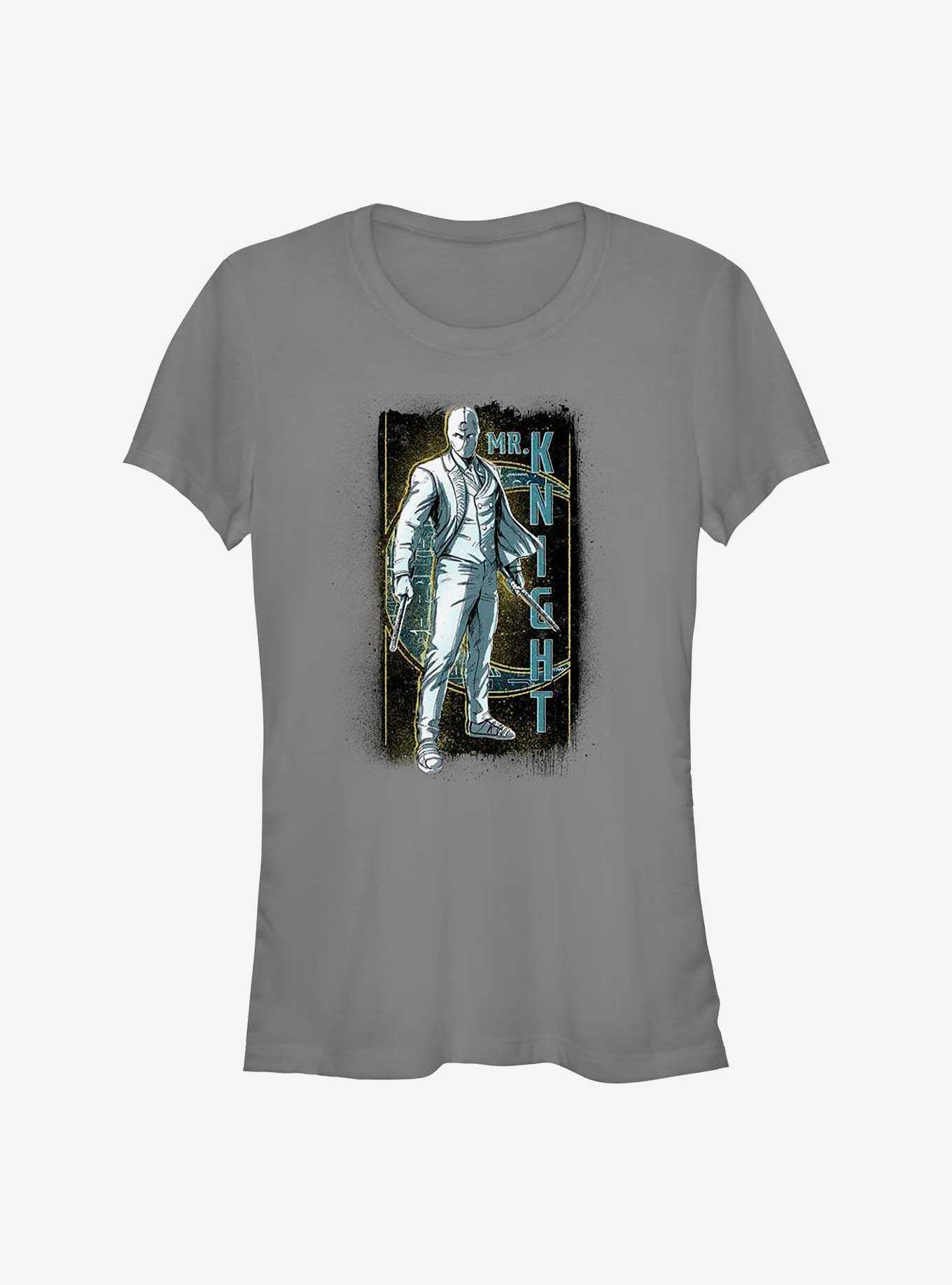 Marvel Moon Knight Mr. Knight Grunge Badge Girls T-Shirt, CHARCOAL, hi-res