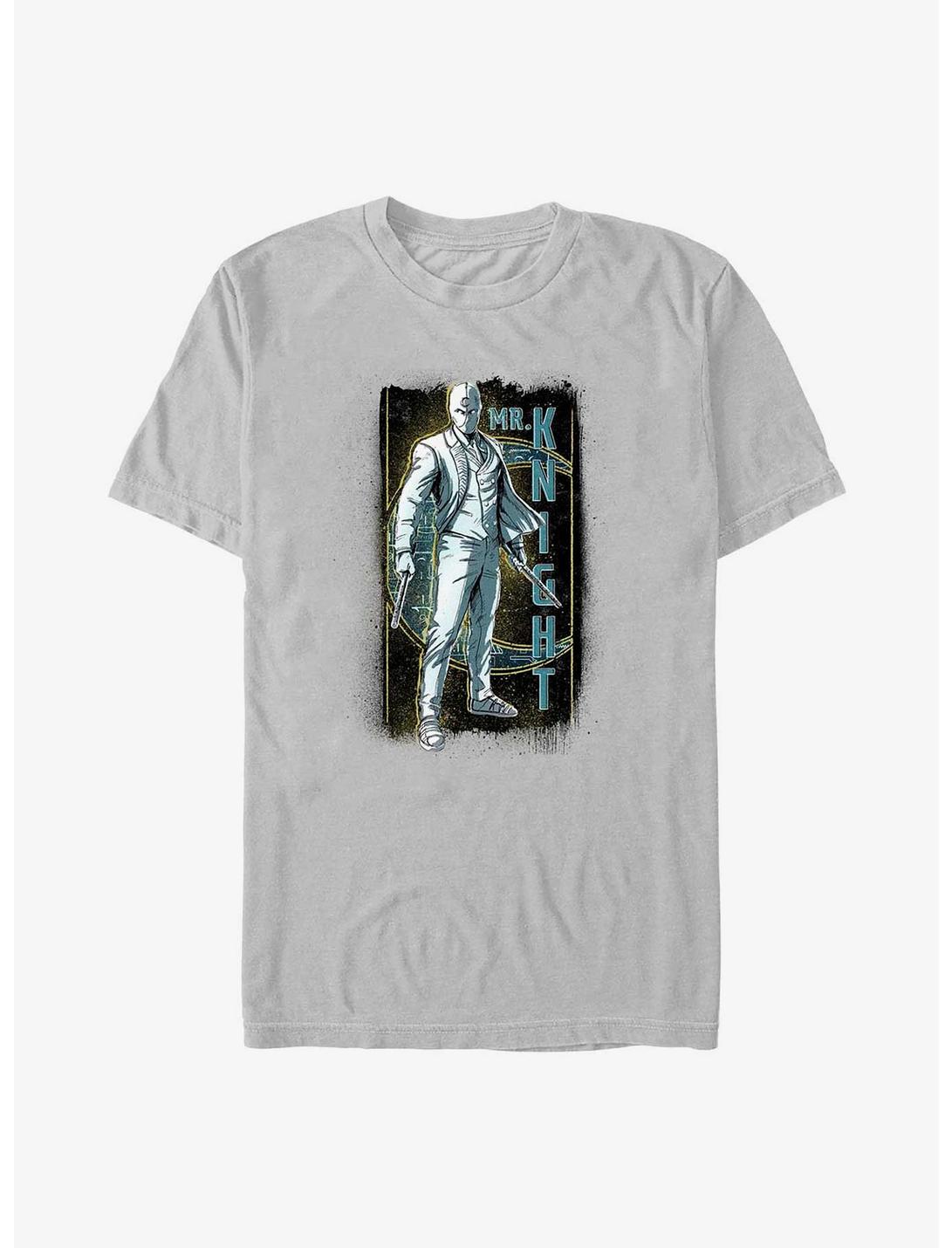 Marvel Moon Knight Mr. Knight Grunge Badge T-Shirt, SILVER, hi-res