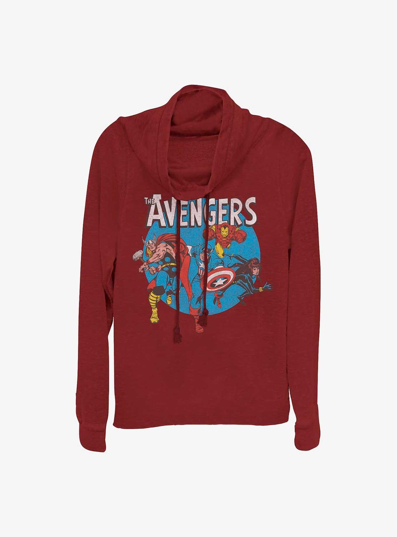 Marvel The Avengers Girls Cowl Neck Long Sleeve Top, SCARLET, hi-res