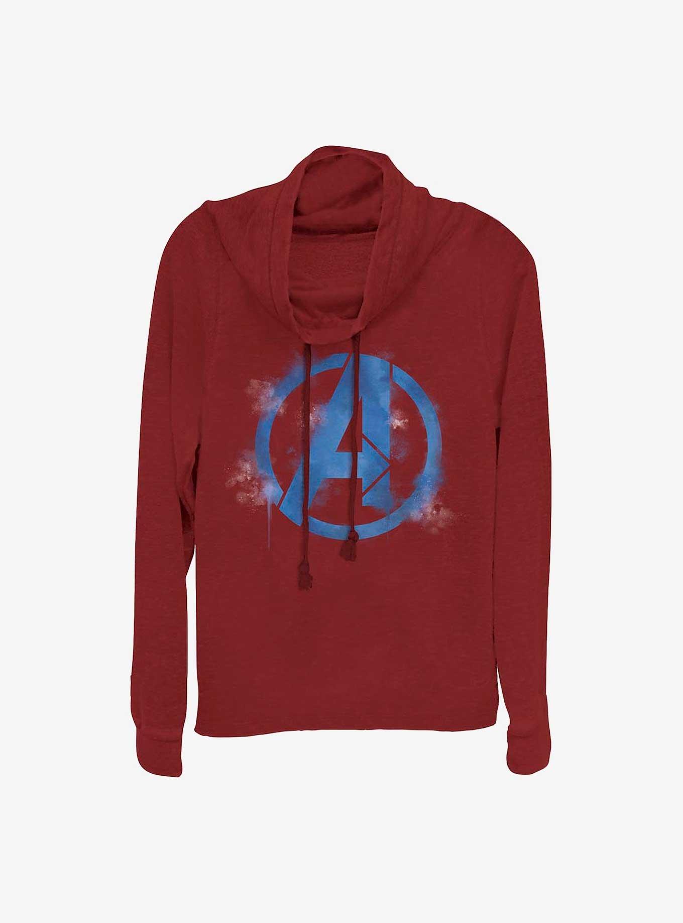 Marvel The Avengers Spray Logo Girls Cowl Neck Long Sleeve Top, , hi-res