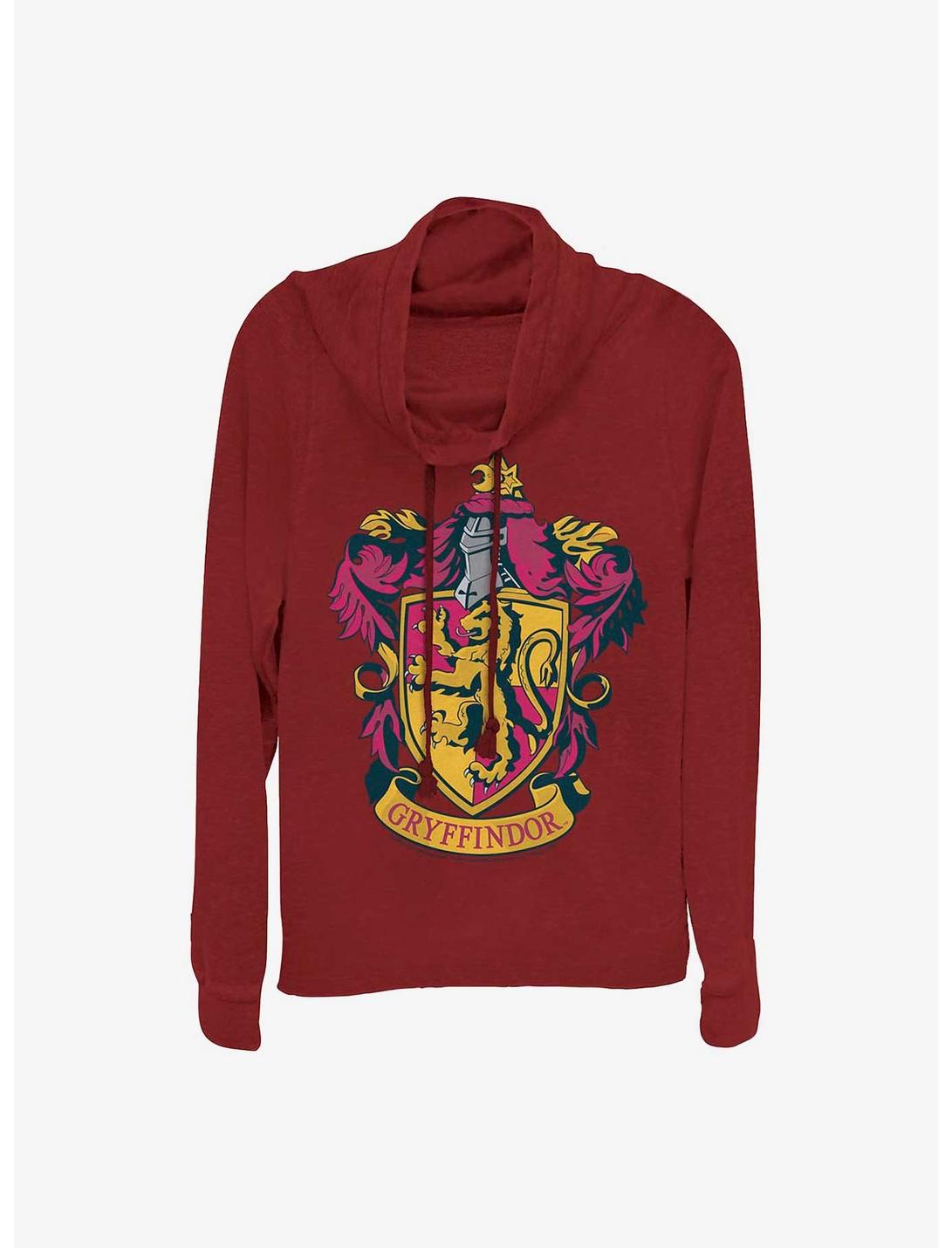 Harry Potter Gryffindor House Crest Girls Cowl Neck Long Sleeve Top, SCARLET, hi-res