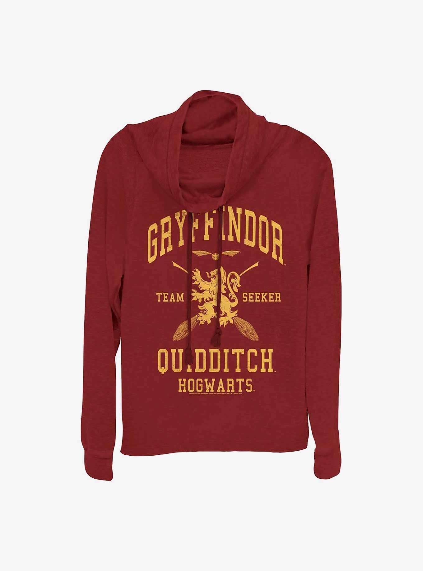 Harry Potter Gryffindor Quidditch Seeker Girls Cowl Neck Long Sleeve Top, SCARLET, hi-res