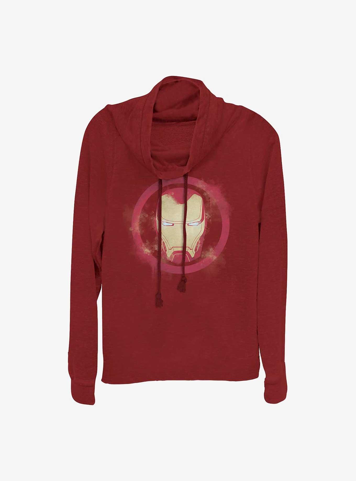 Marvel Iron Man Spray Logo Girls Cowl Neck Long Sleeve Top, SCARLET, hi-res