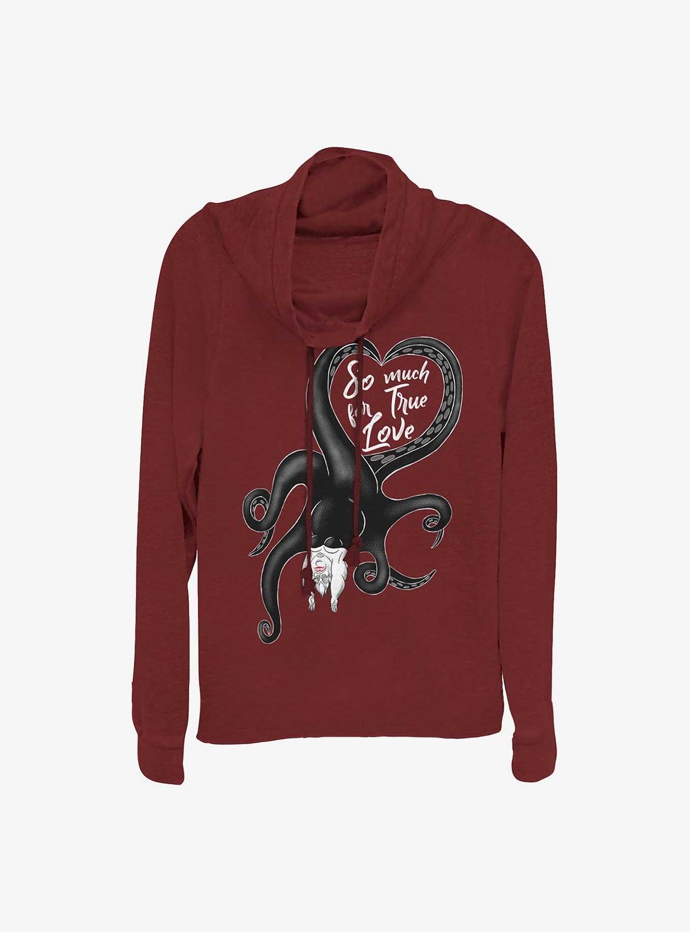 Disney The Little Mermaid No True Love Girls Cowl Neck Long Sleeve Top, SCARLET, hi-res
