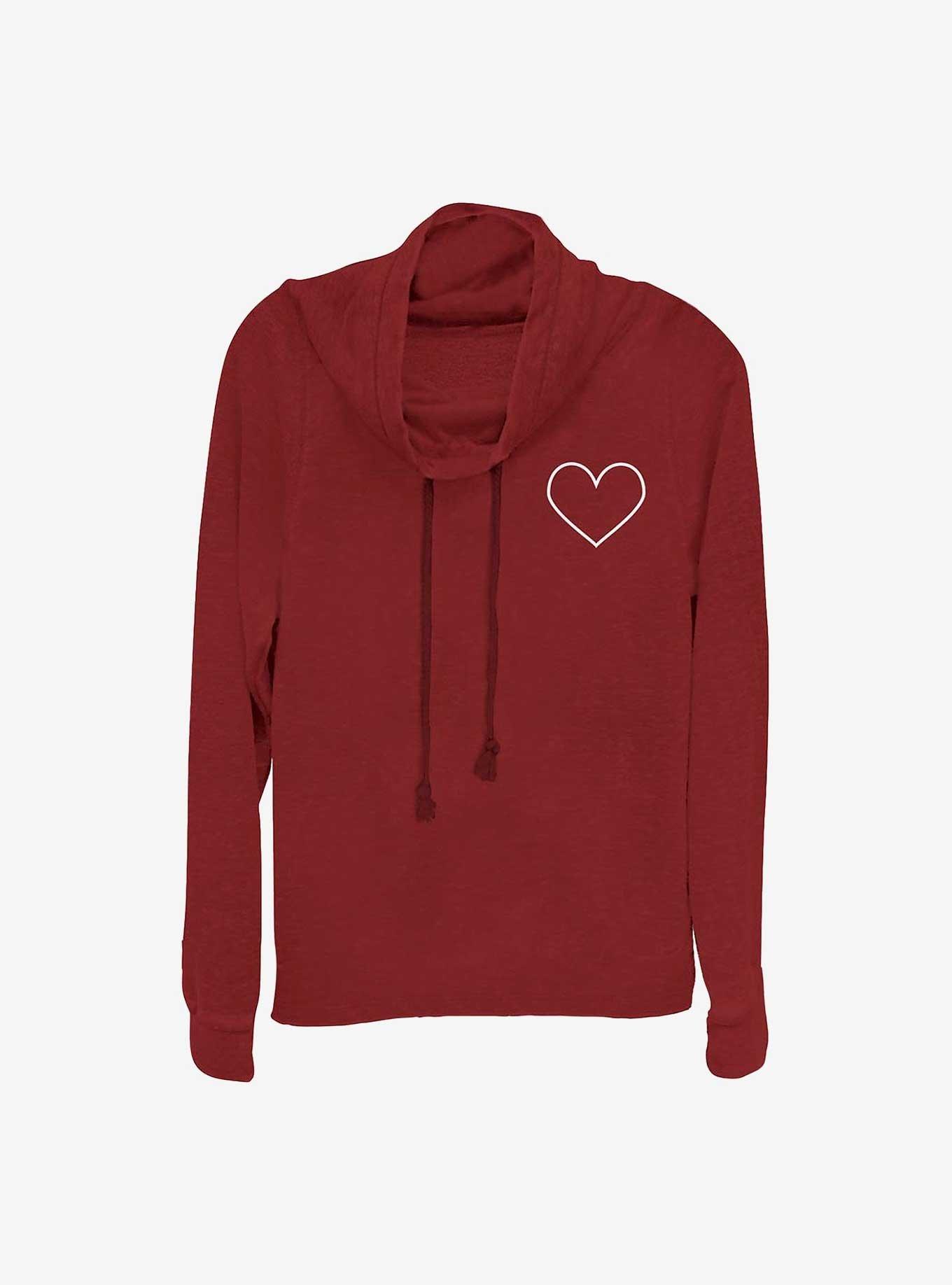 Heart Icon Girls Cowl Neck Long Sleeve Top, SCARLET, hi-res