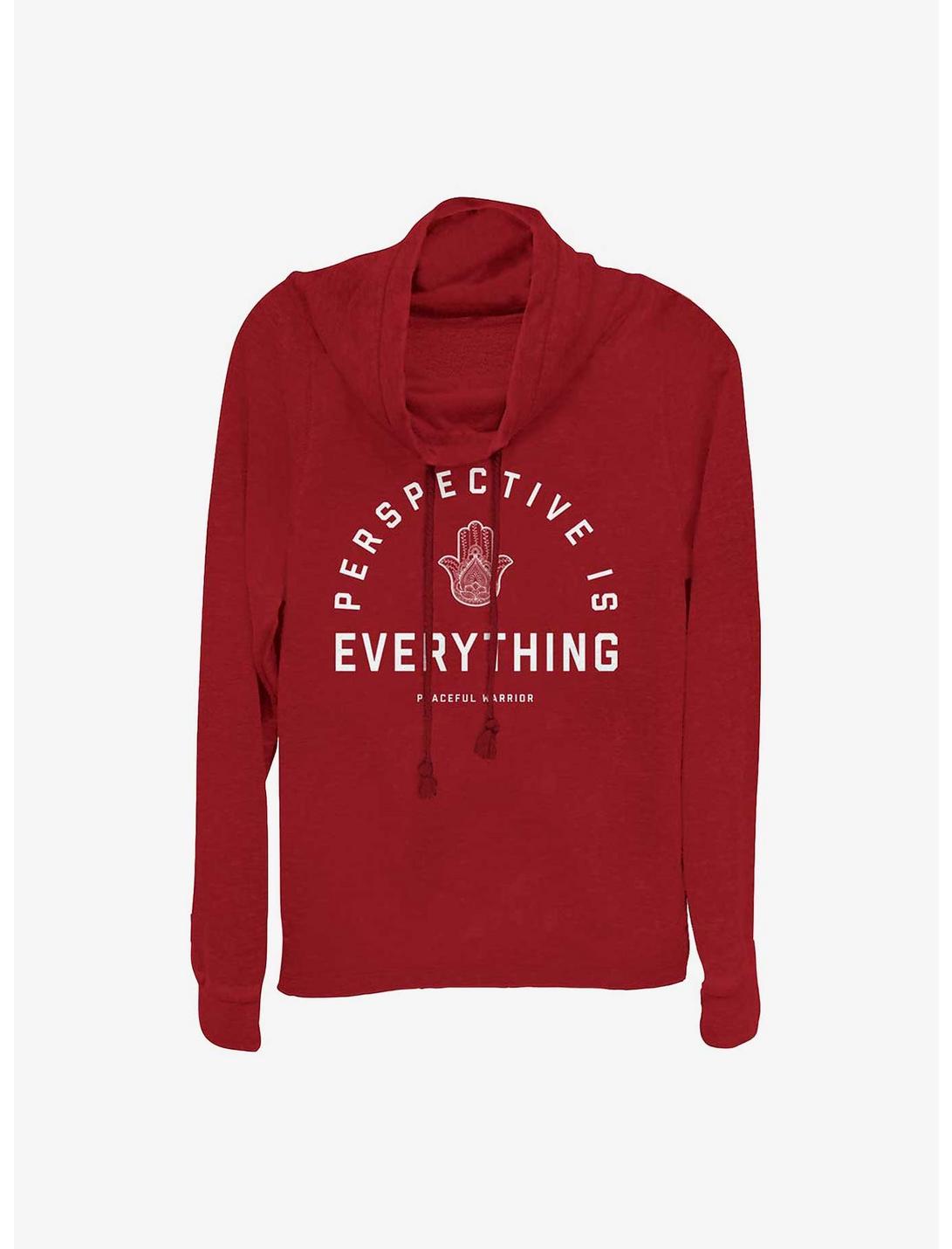 Perspective Is Everything Girls Cowl Neck Long Sleeve Top, SCARLET, hi-res