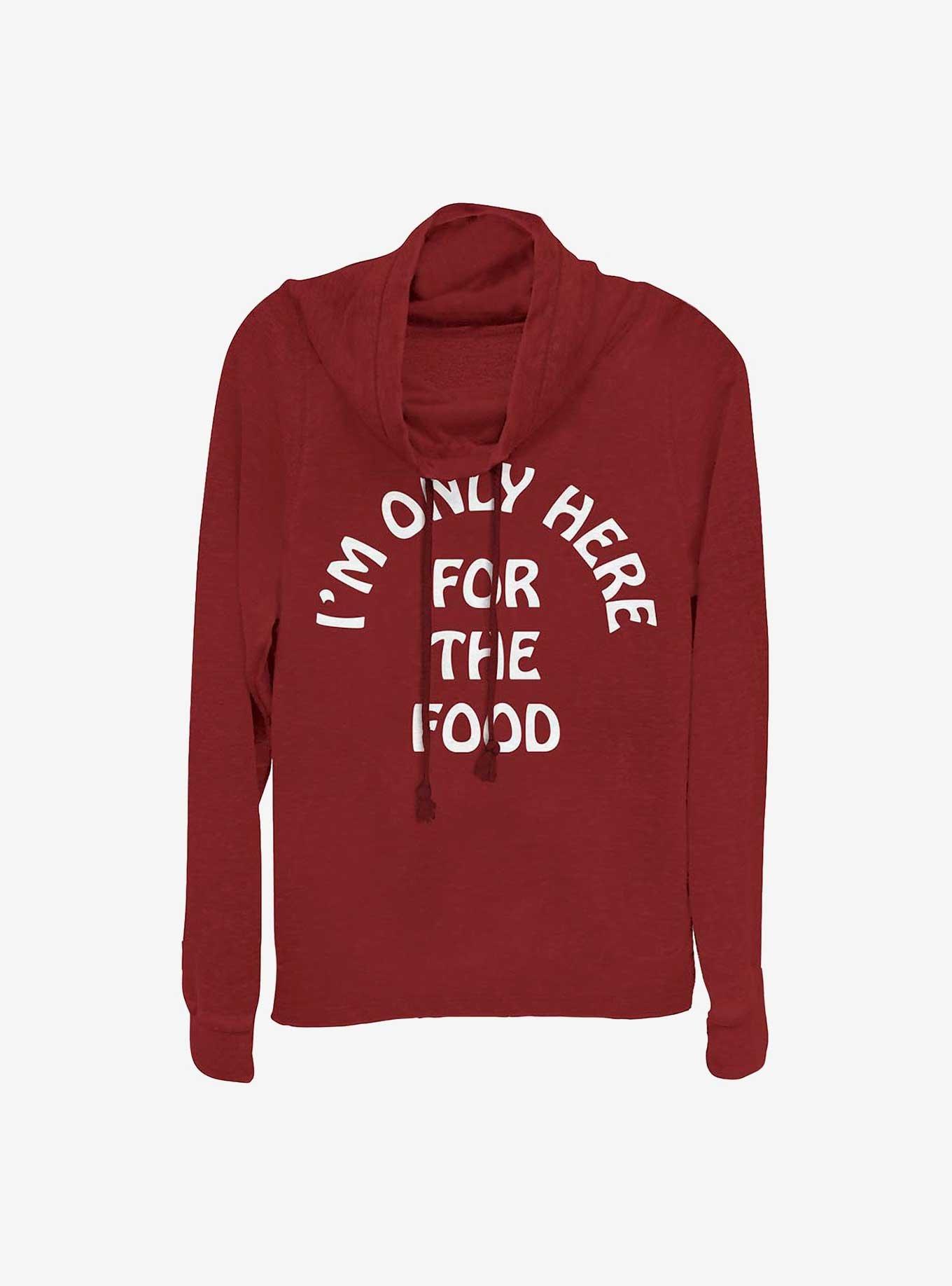 Here For The Food Girls Cowl Neck Long Sleeve Top, SCARLET, hi-res