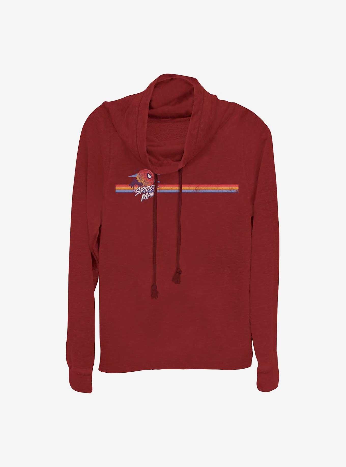 Marvel Spider-Man Stripe Chest Hit Girls Cowl Neck Long Sleeve Top, , hi-res