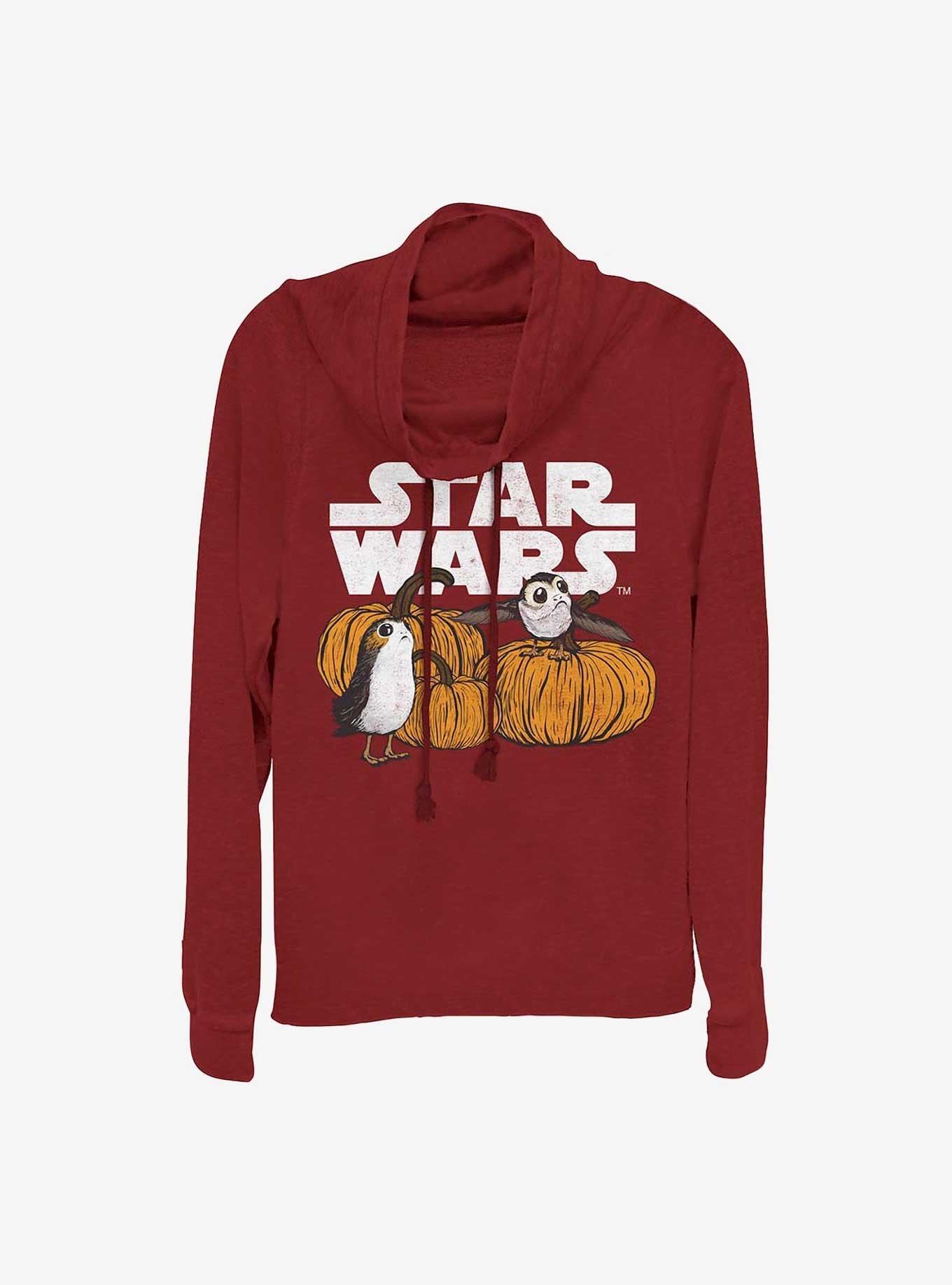 Star Wars: The Last Jedi Pumpkin Patch Porg Girls Cowl Neck Long Sleeve Top, SCARLET, hi-res