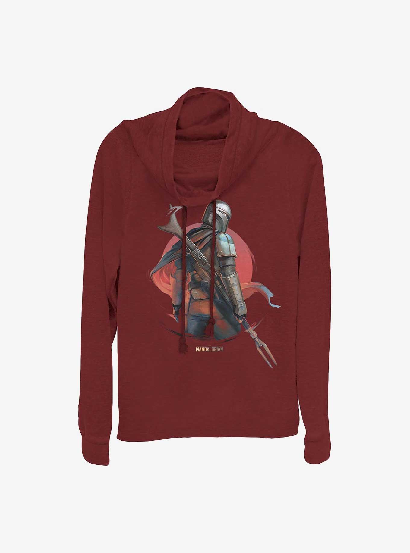 Star Wars The Mandalorian Sunrise Girls Cowl Neck Long Sleeve Top, SCARLET, hi-res