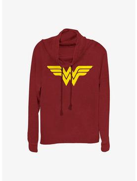 DC Comics Wonder Woman One Color Logo Girls Cowl Neck Long Sleeve Top, , hi-res