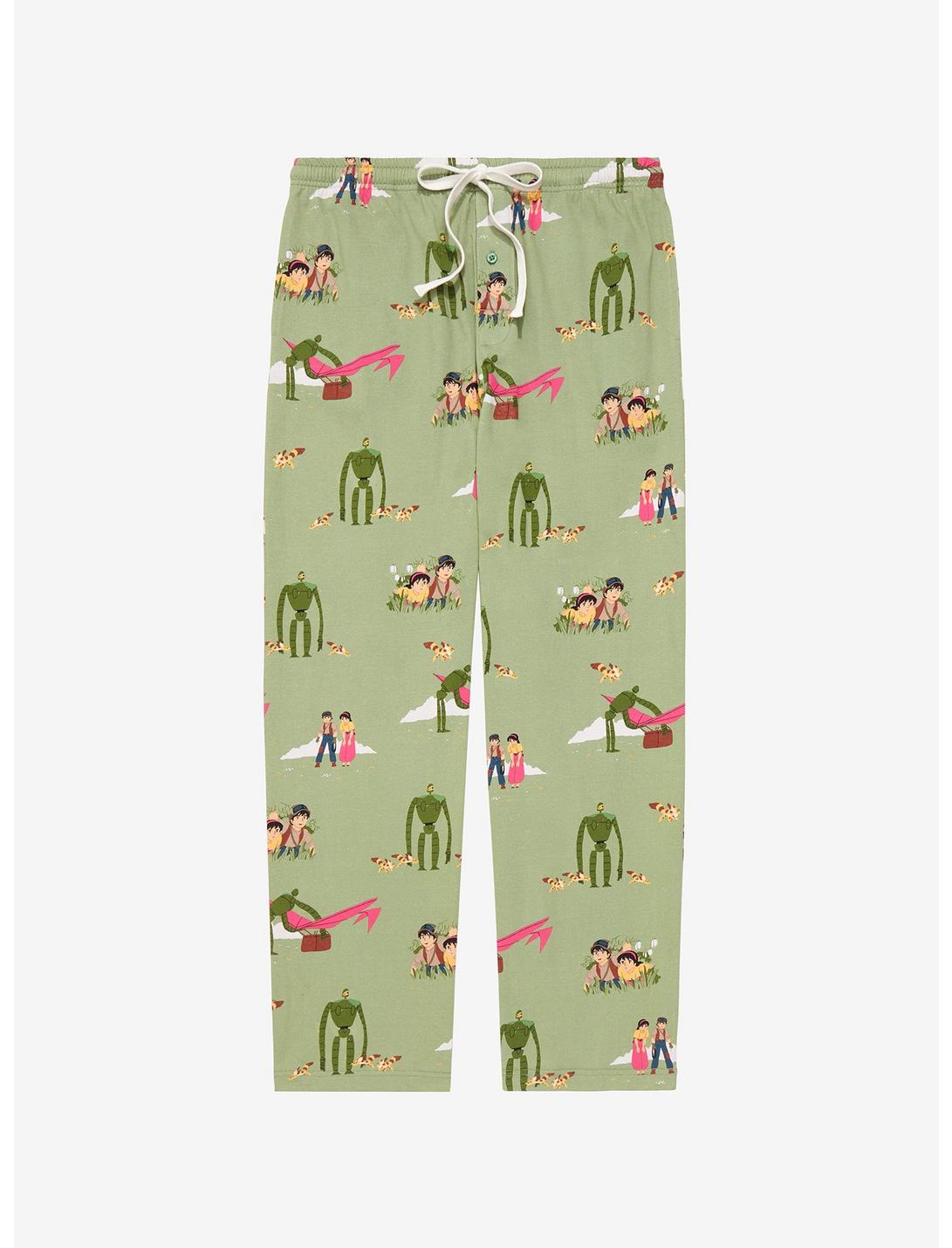 Studio Ghibli Castle in the Sky Characters Allover Print Sleep Pants - BoxLunch Exclusive, SAGE, hi-res