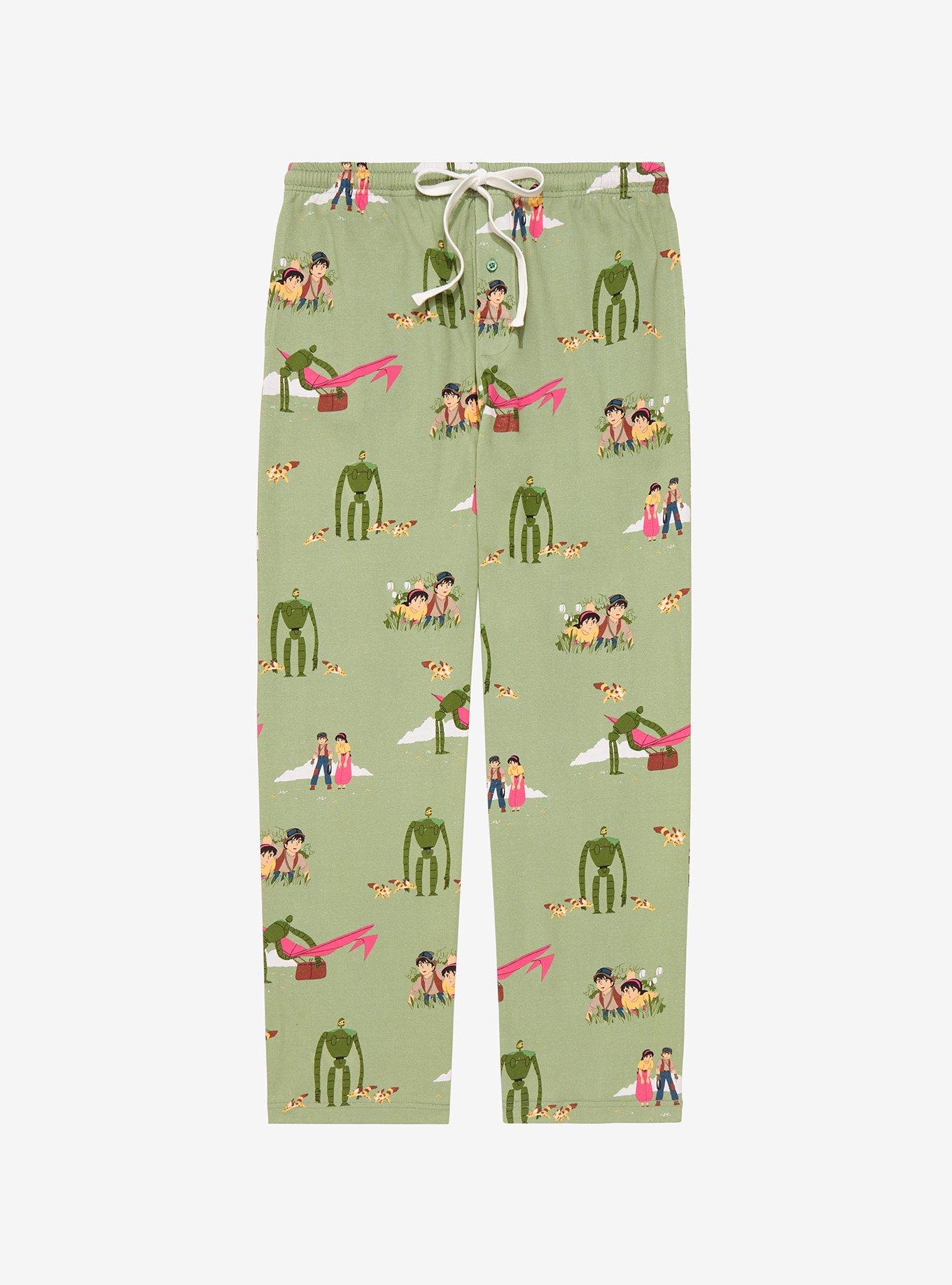 Studio Ghibli Castle in the Sky Characters Allover Print Sleep Pants - BoxLunch Exclusive, SAGE, hi-res