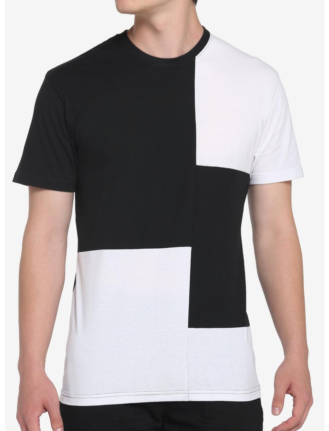 Black & White Patchwork T-Shirt, BLACK  WHITE, hi-res