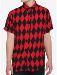 Black & Red Diamond Woven Button-Up, BLACK  RED, hi-res