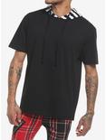 Black & White Stripe Short-Sleeve Hoodie T-Shirt, BLACK  WHITE, hi-res