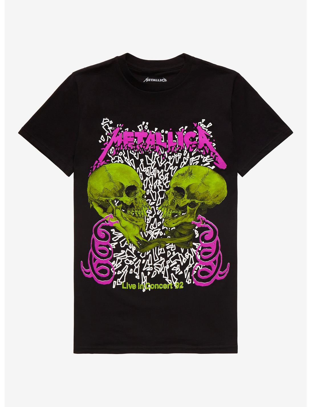 Metallica Neon Skull Boyfriend Fit Girls T-Shirt, BLACK, hi-res