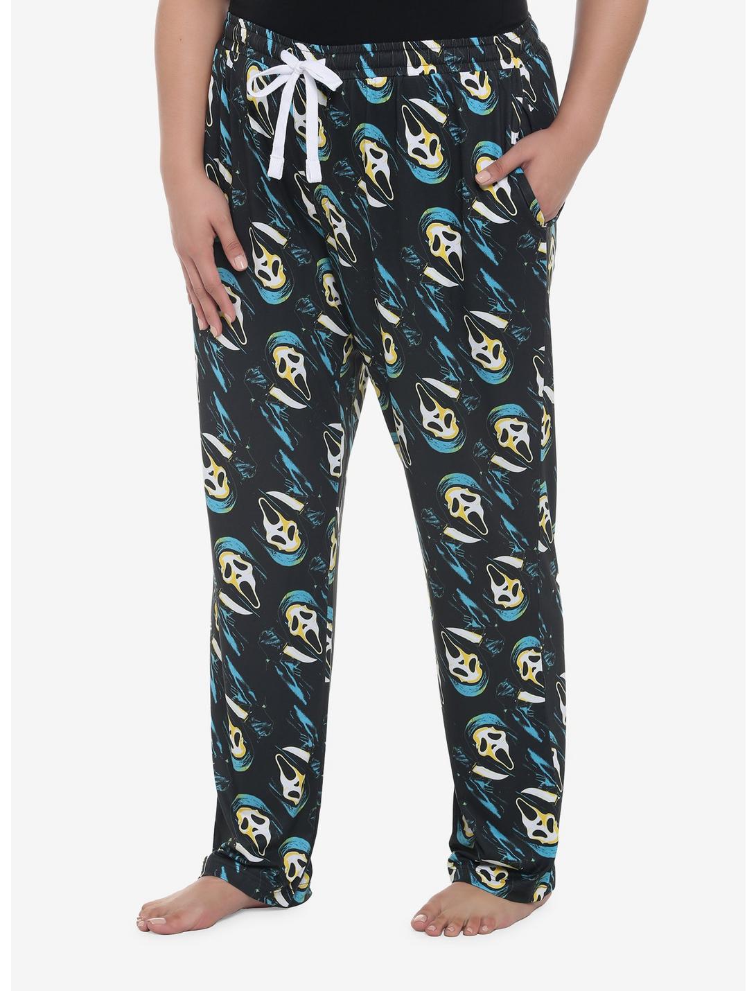 Scream Ghost Face Allover Print Pajama Pants Plus Size, MULTI, hi-res