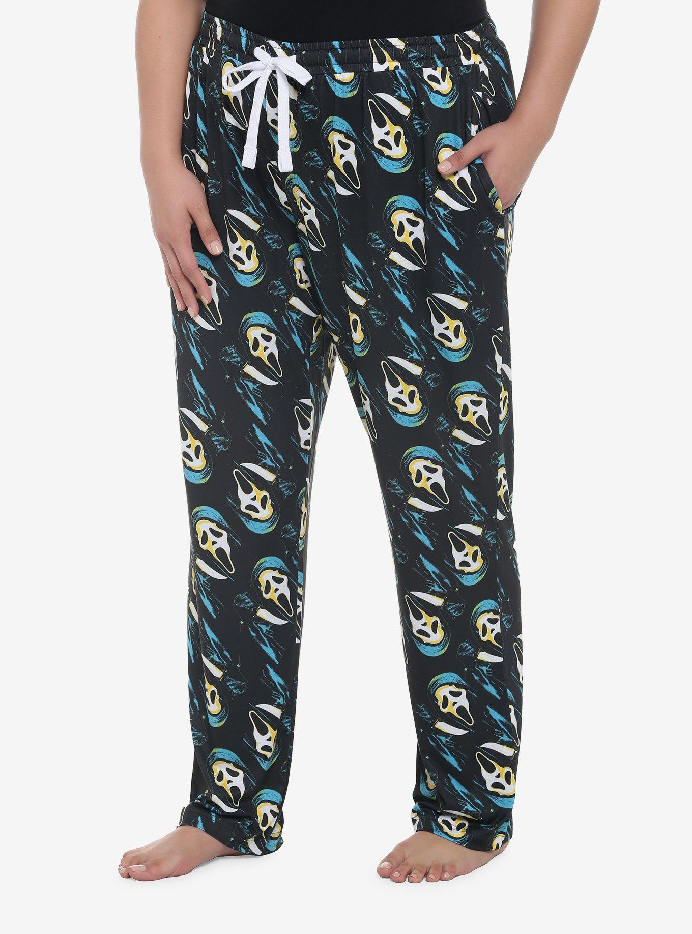 Scream Ghost Face Allover Print Pajama Pants Plus Size, MULTI, hi-res
